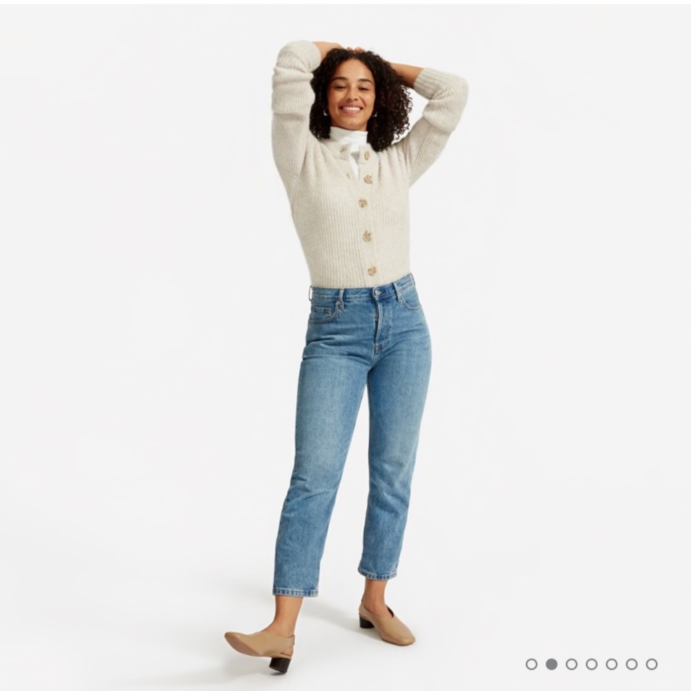 Everlane Cropped Alpaca Cardigan Almond